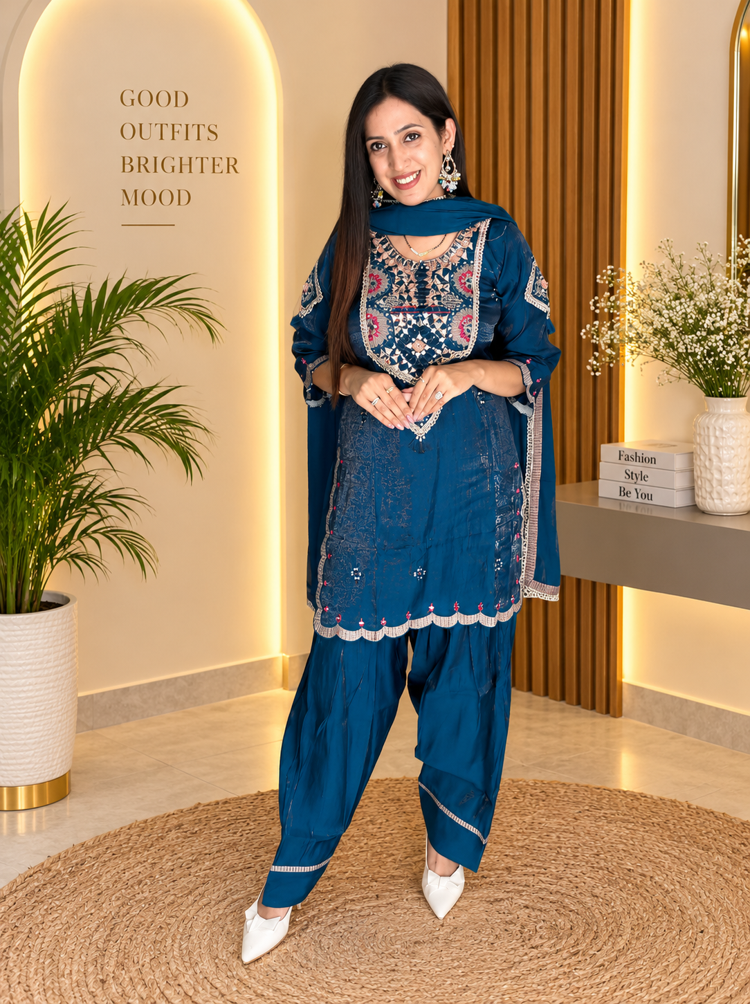 Royal Blue Embroidered Suit